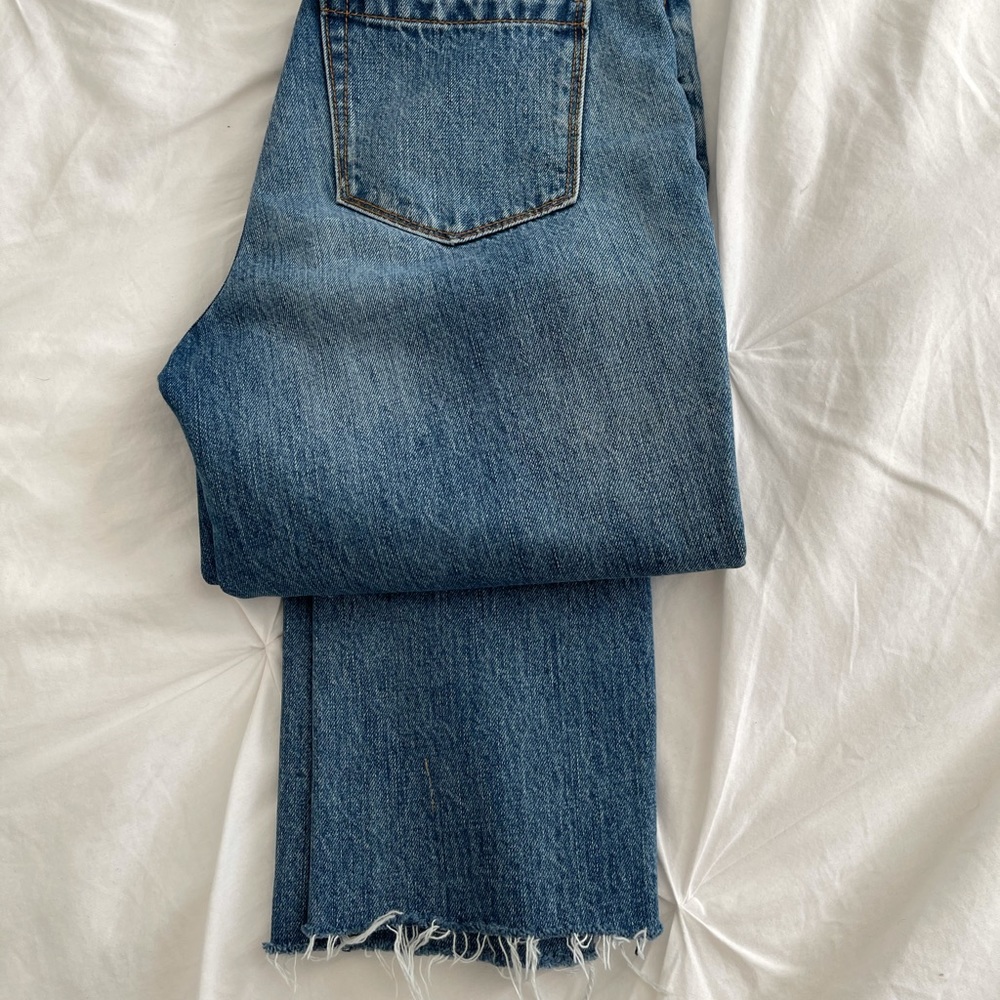 High waist straight leg cropped denim